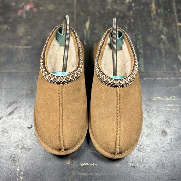 UGG Tasman II Kids Slippers Size 2Y "Chestnut" Suede Sheepskin Cozy Kids Slip on - Picture 3 of 5